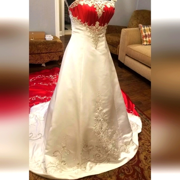 New!! TagsALFRED ANGELO BRIDAL RED SWEETHEARTS ROMANTIC BEADED A LINE DRESS Sz 6 - Picture 8 of 17